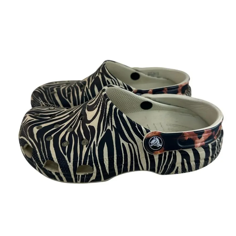 Crocs classic animal remix clog zebra leopard Mens 4 Women 6 Preowned